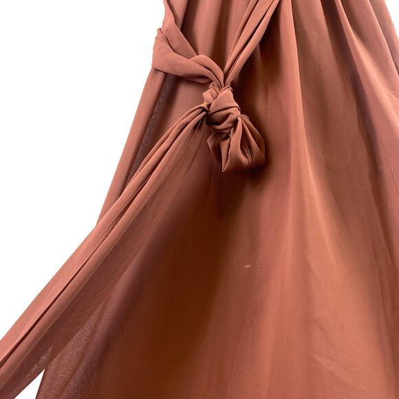 NWT Revelry Valerie Chiffon Faux Wrap Ruffle Maxi Gown Dress Cinnamon Rose 2 - Picture 8 of 10